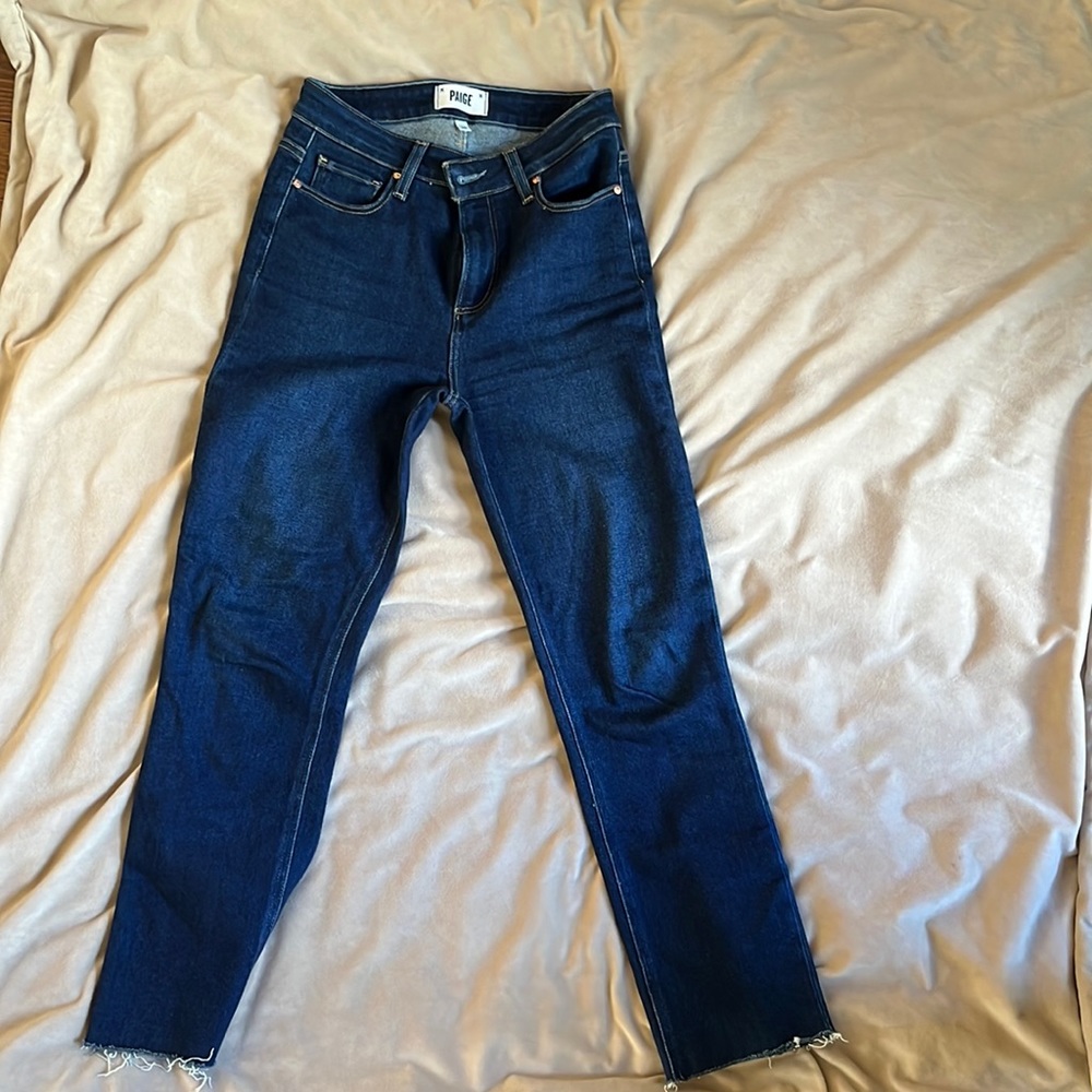 Paige Cindy Crop straight leg jeans with frayed hem